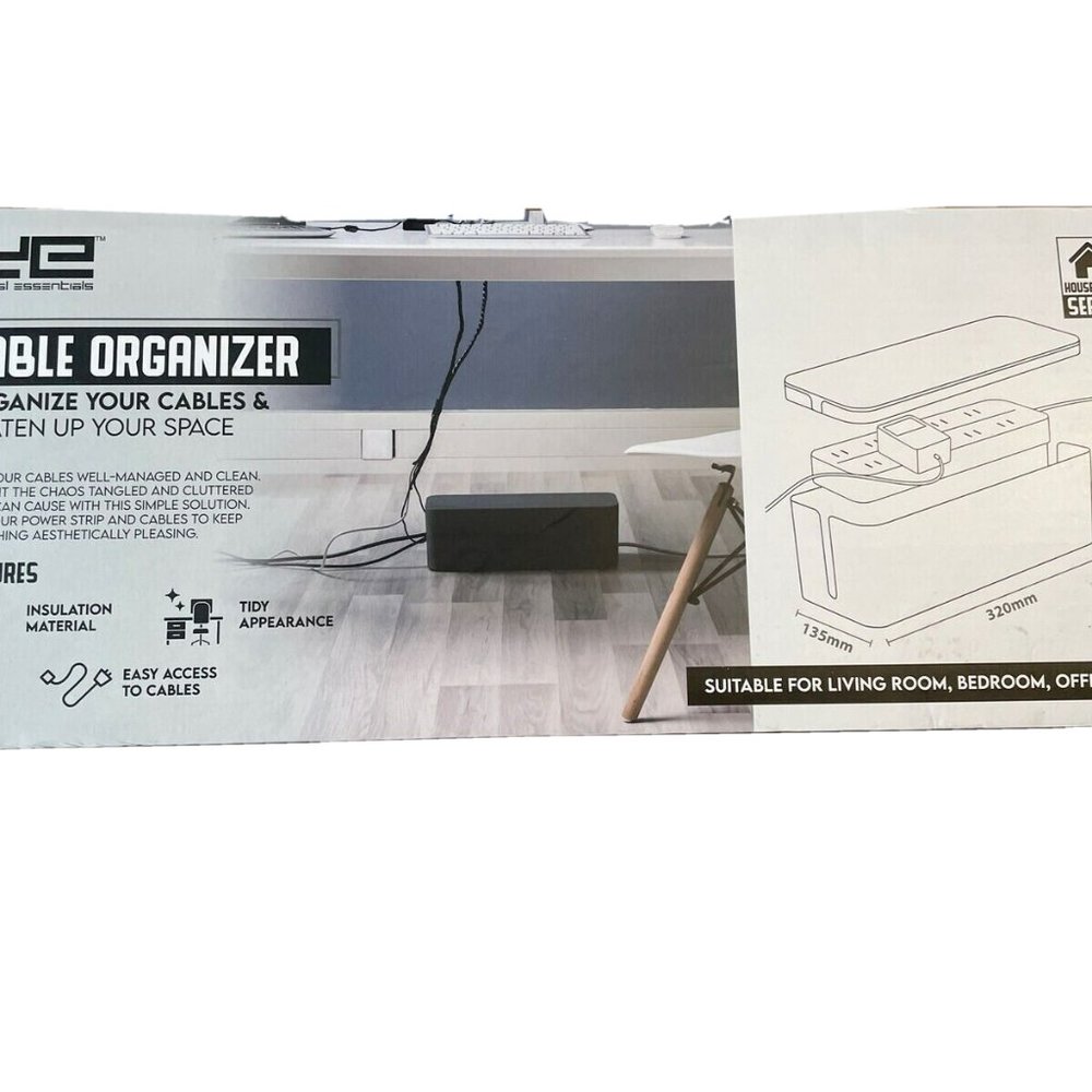 Large Cable Management Box Black Cord Organizer Wire Management Office Gaming